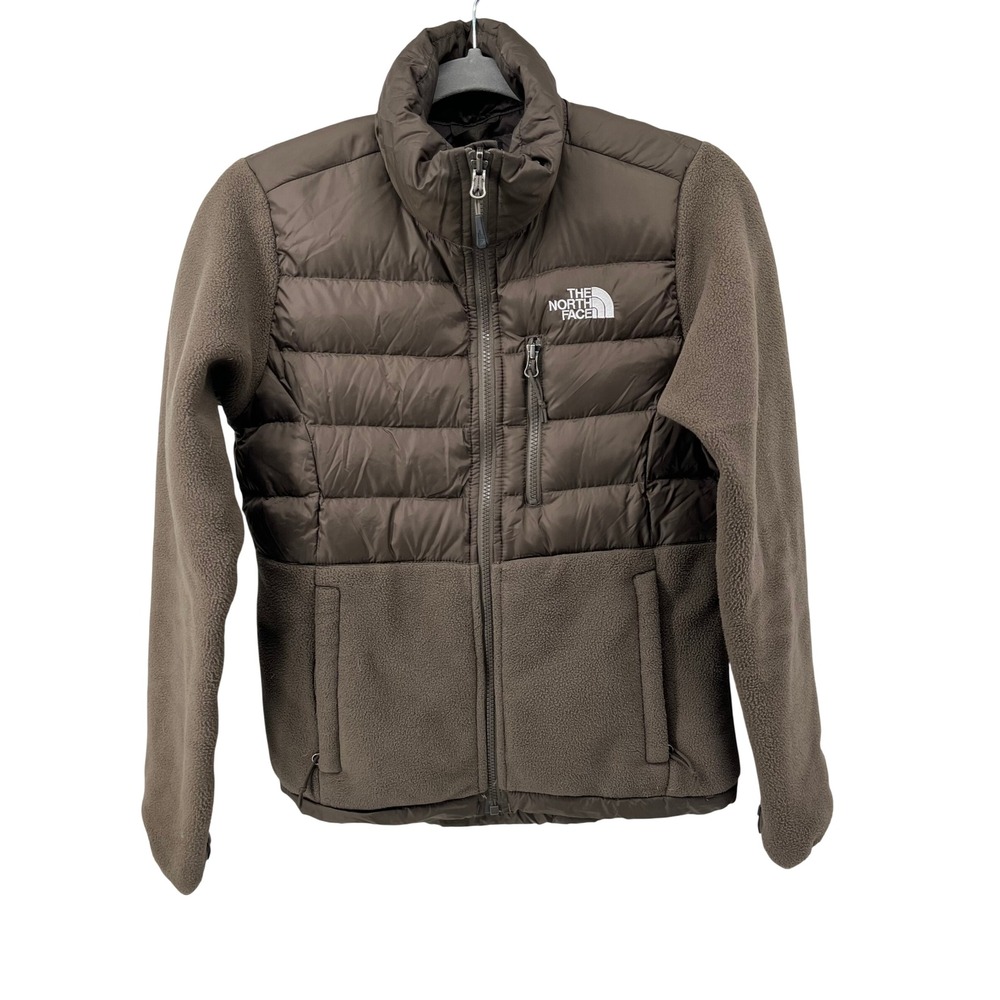 The North Face Womens XS 550 Down Hybrid Fleece‎ Jacket Brown Full Zip Puffer